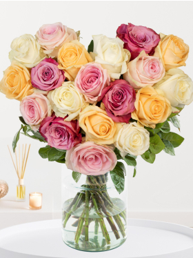 Bouquet of mixed roses in heart shape