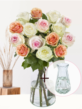 Rose bouquet Lena - Free glass vase