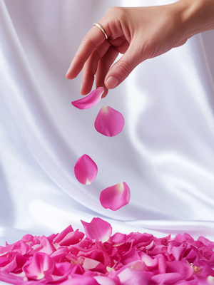 Scattering rose petals