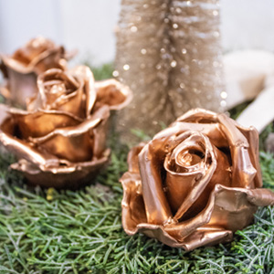 Copper coloured wax roses